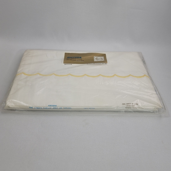 Vtg Stevens Fabrics Fine Combed Percale Double Bed Sheet 81"x108" - Picture 9 of 11